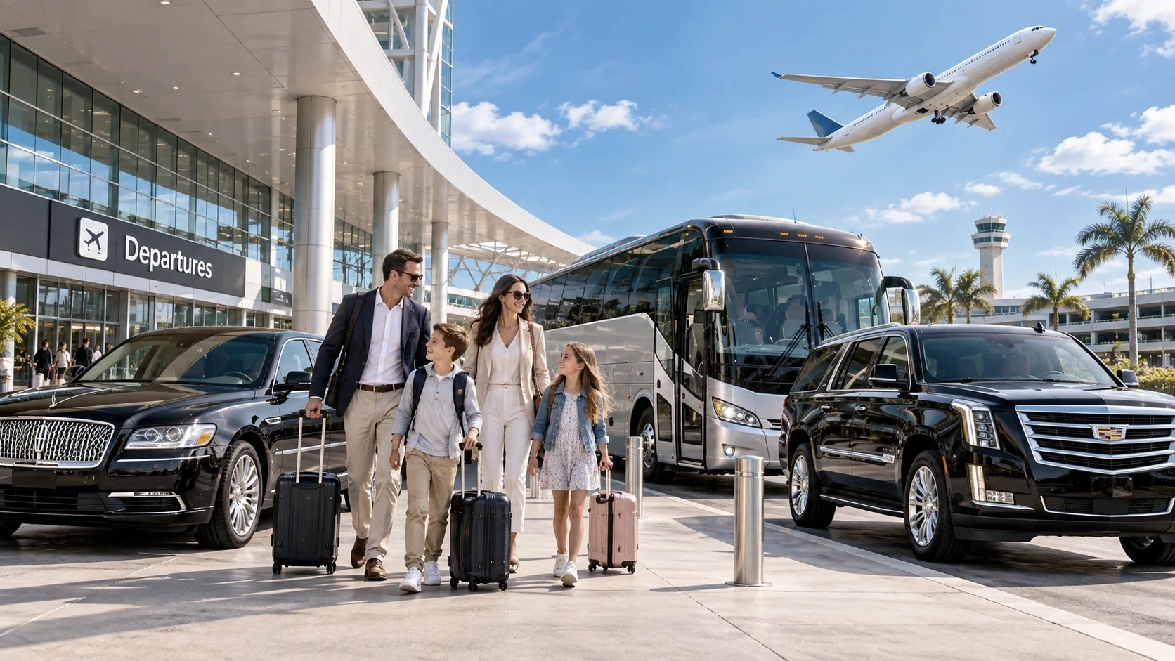 Group charter transportation at a Phoenix area airport
